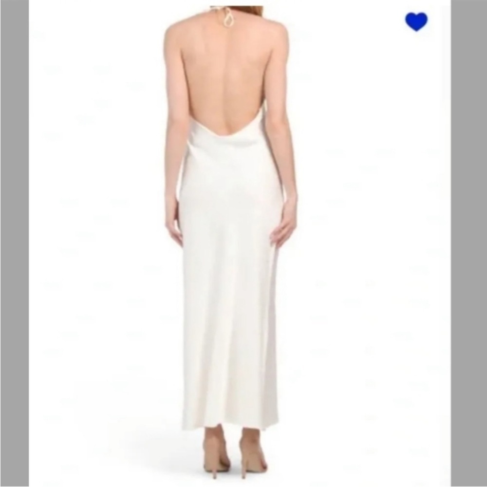 Revolve House of Harlow 1960 Halter Low Back Ivory Maxi Satin Dress Size S NWT - Picture 4 of 11
